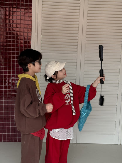 セットアップ キッズ 裏起毛 ロゴ 厚手 スウェット カジュアル ルーズフィット【mh0011670】