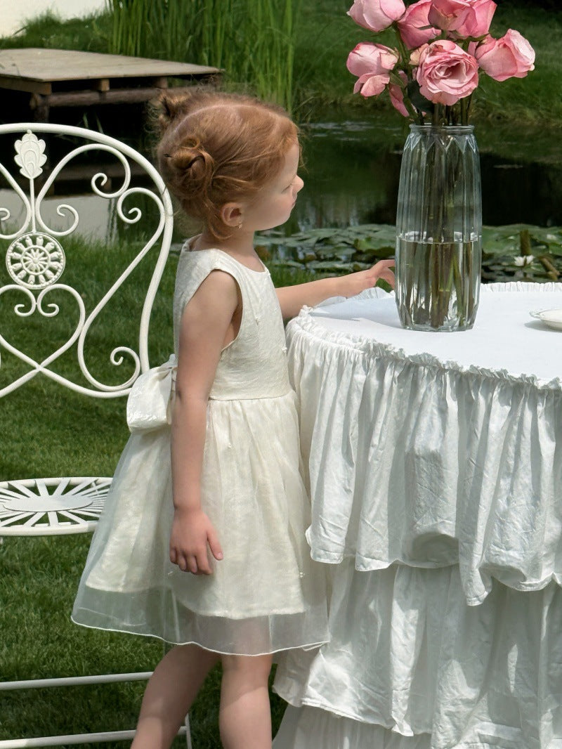 Sleeveless Beaded Princess Dress Satin Tulle チュール ノースリーブワンピース【mh0013234】