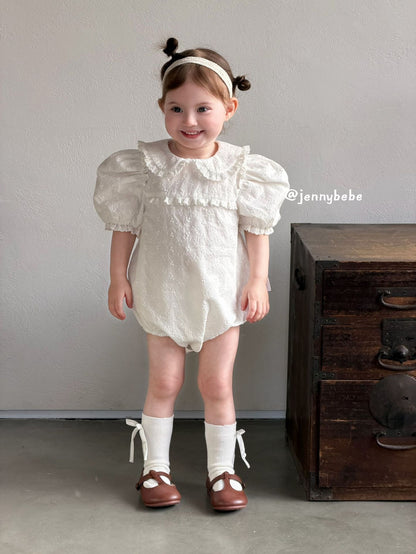 Eyelet Cotton Puff Sleeve Romper