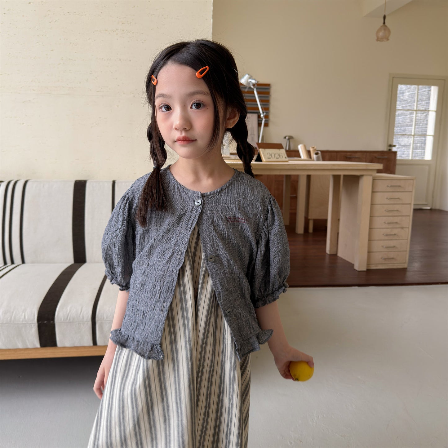 Linen Puff Sleeve Blouse ラッフル 半袖ブラウス【mh0013230】