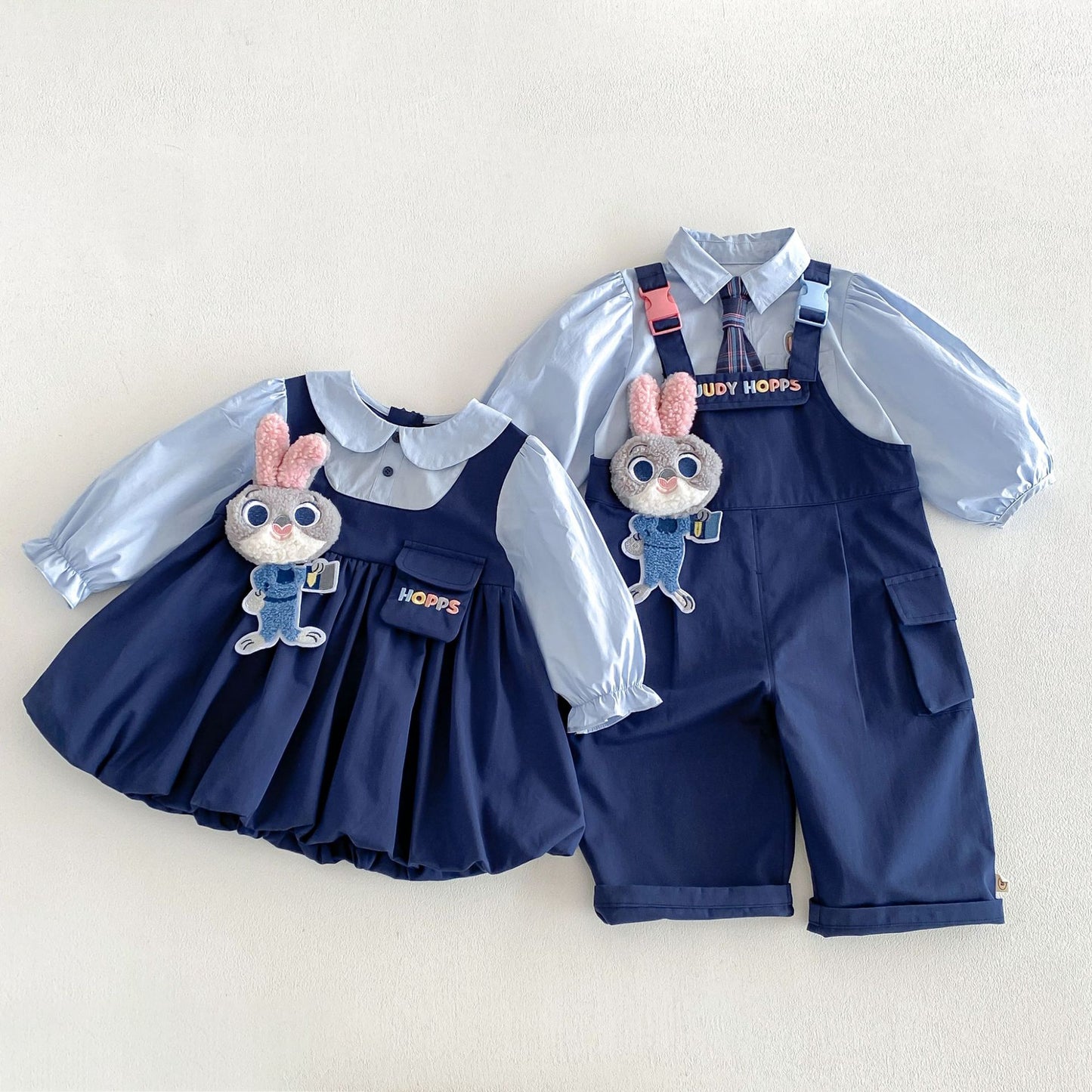 キッズ キャラクター マスコット チェック柄 長袖シャツ カーディガン ワンピース プリーツスカート サロペットパンツ【mh0014032】