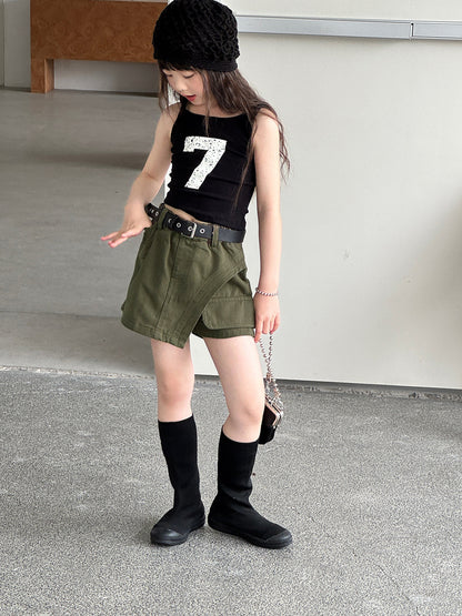Asymmetry Mixed Media Shorts アシンメトリー キュロットパンツ【mh0013066】