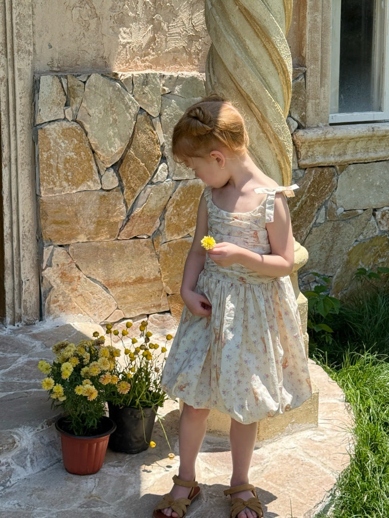 Bunny Floral Spaghetti Strap Bud Dress キャミソールワンピース【mh0013258】