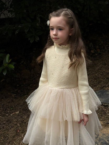 Kids' Tulle Tiered Ruffle Sleeveless Dress【mh0014578】