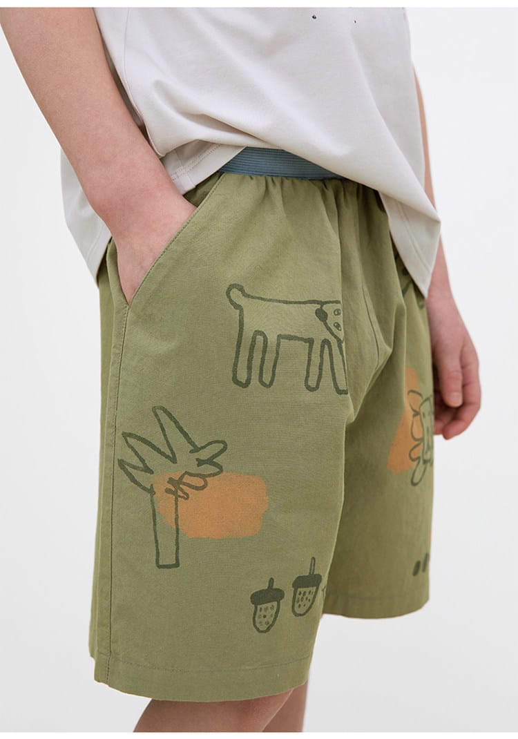 Printed Beach Shorts イラスト ハーフパンツ【mh0013102】 RICE & SKY ハーフパンツ・ショートパンツ