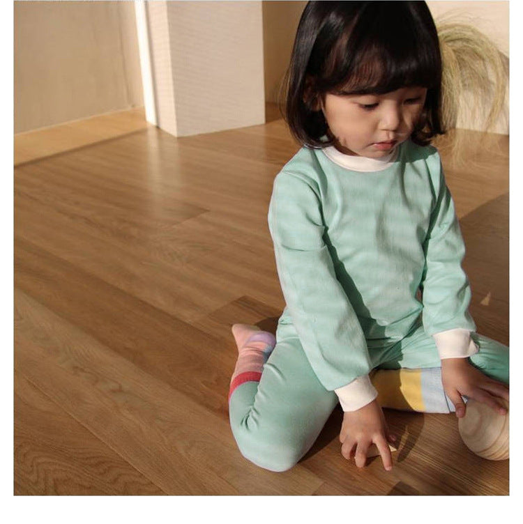 Cotton Basic Pajamas Set 無地 長袖Tシャツ ロングパンツ【mh0012698】