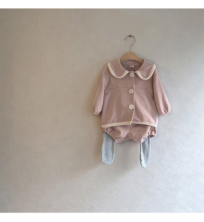 College Style Knit Cardigan & Shorts Set コントラストライン ニット セットアップ【mh0012675】