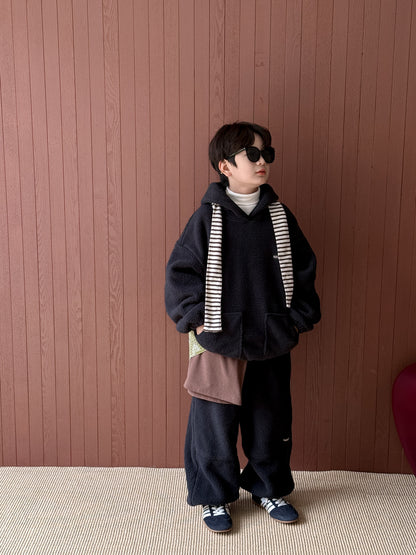 セットアップ キッズ 裏起毛 ボア 厚手 プルオーバー フード付 カジュアル【mh0011662】