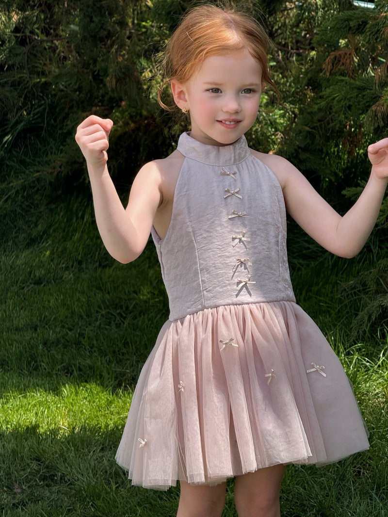 Bow Tulle Halter-Neck Elegant Princess Dress チュール ホルターネックワンピース【mh0013239】