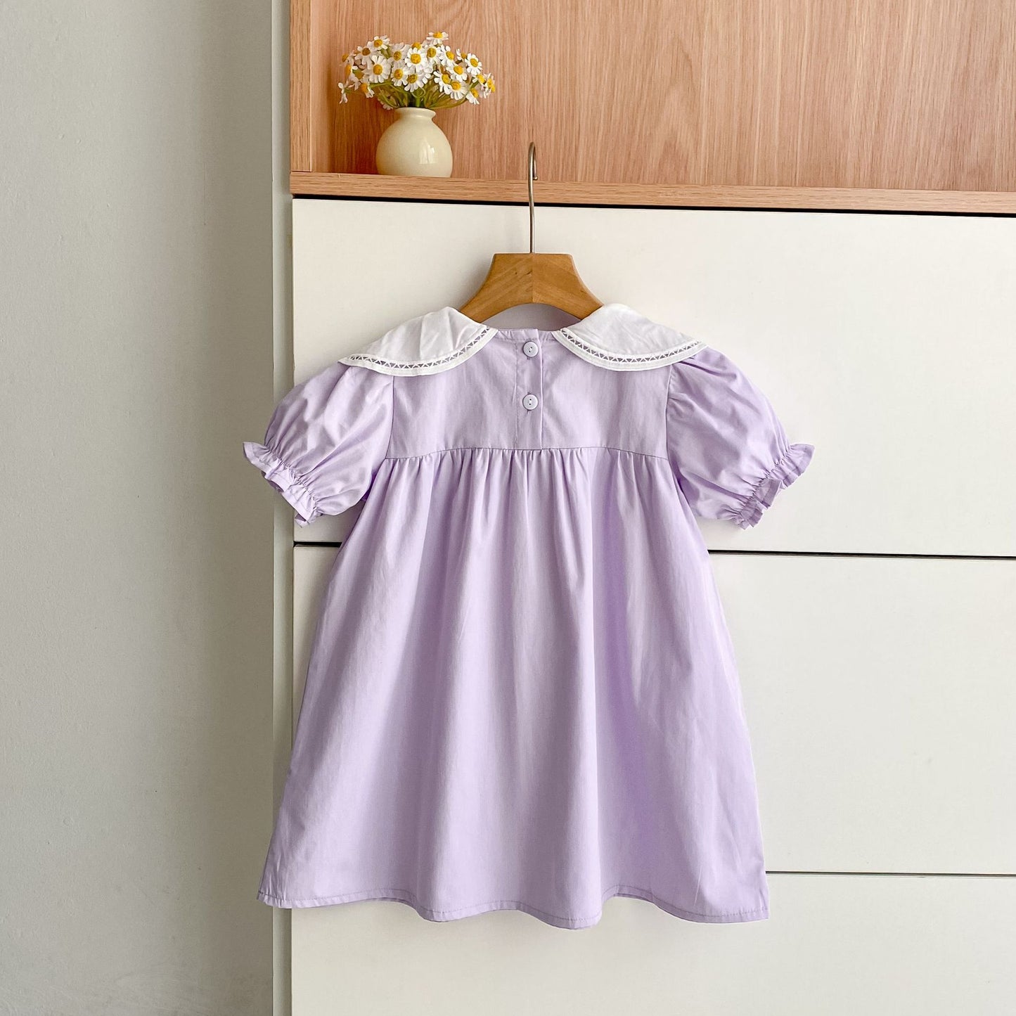 Petal Collar Romper Puff Sleeve Dress ラッフル ロンパース ミモレ丈ワンピース【mh0013158】