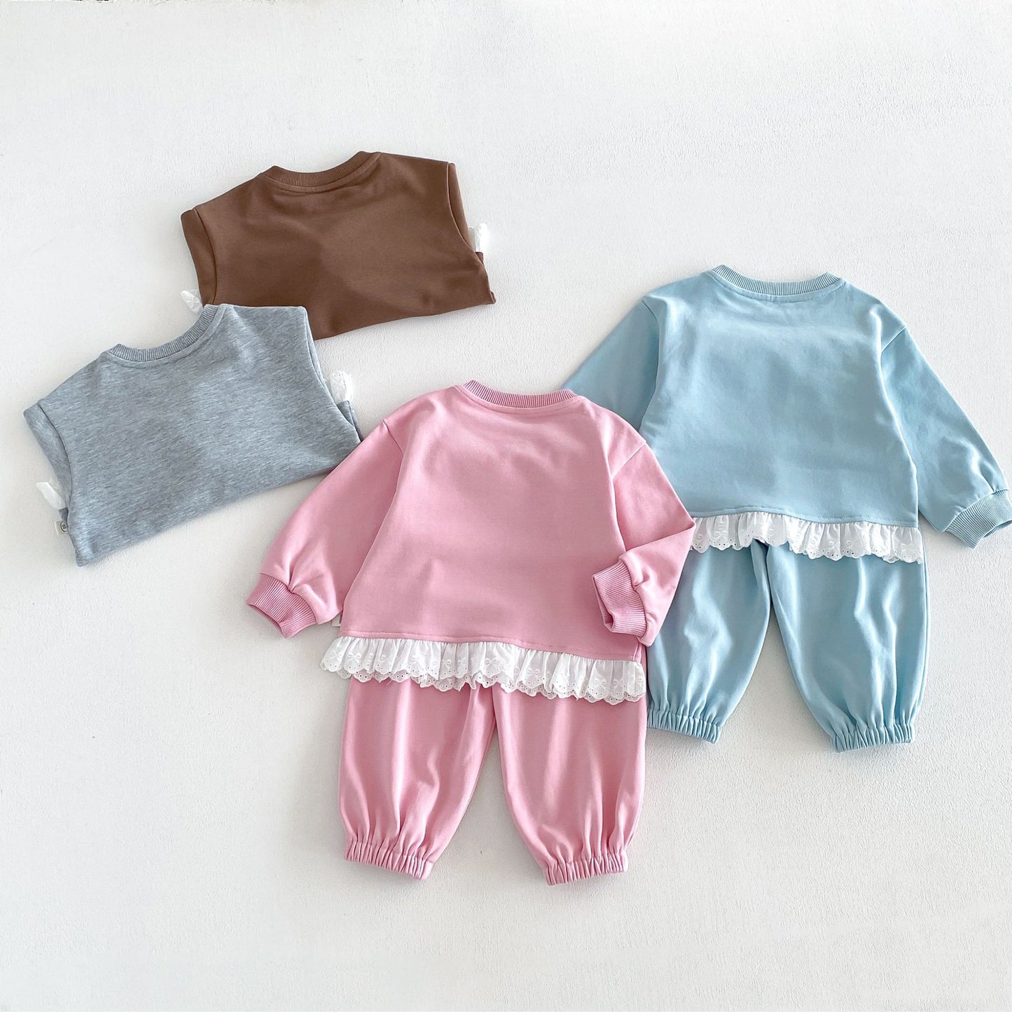 キッズ キャラクター プリント フリル 長袖スウェット ロングパンツ セット【mh0014037】
