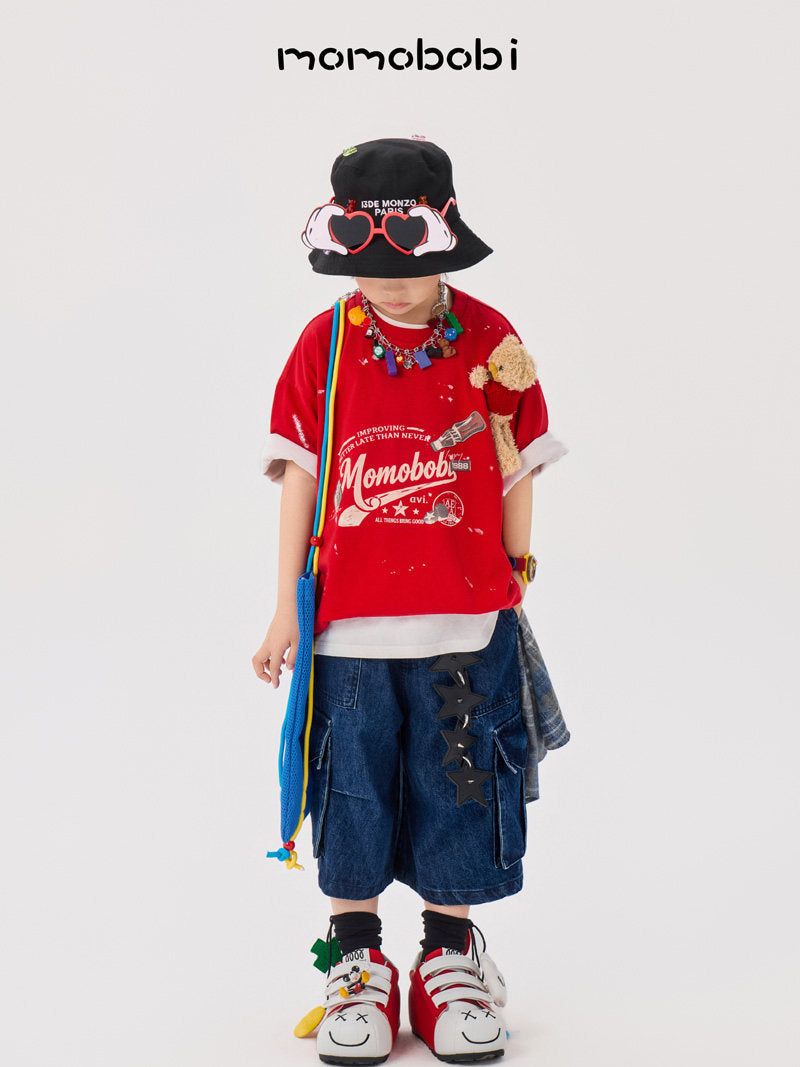 Check Layered Denim Shorts チェック レイヤード デニムハーフパンツ【mh0013002】