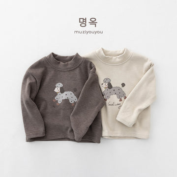キッズ ドッグ アニマル プリント ハイネック 長袖Tシャツ【mh0014514】