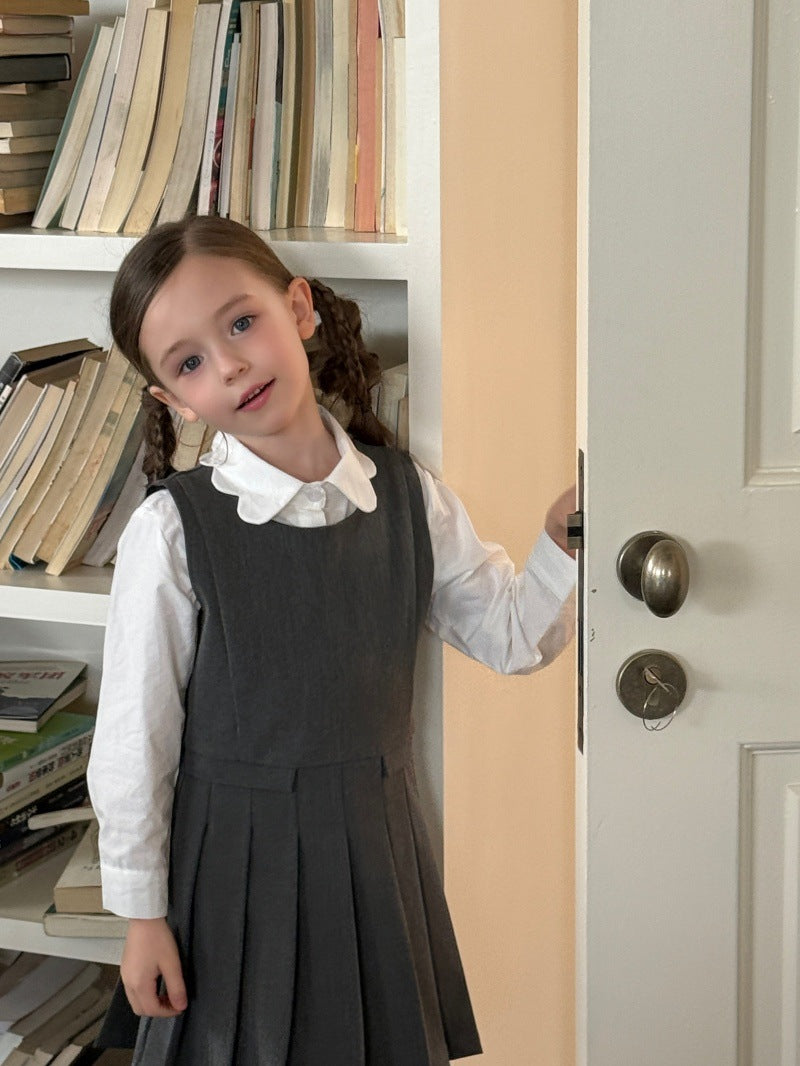Kids' Sleeveless Pleated Dress with Waist Seam【mh0014072】