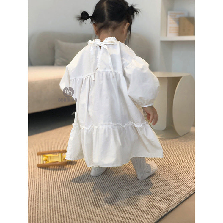 Tiered Cotton Princess Dress ティアード 長袖ワンピース【mh0012639】