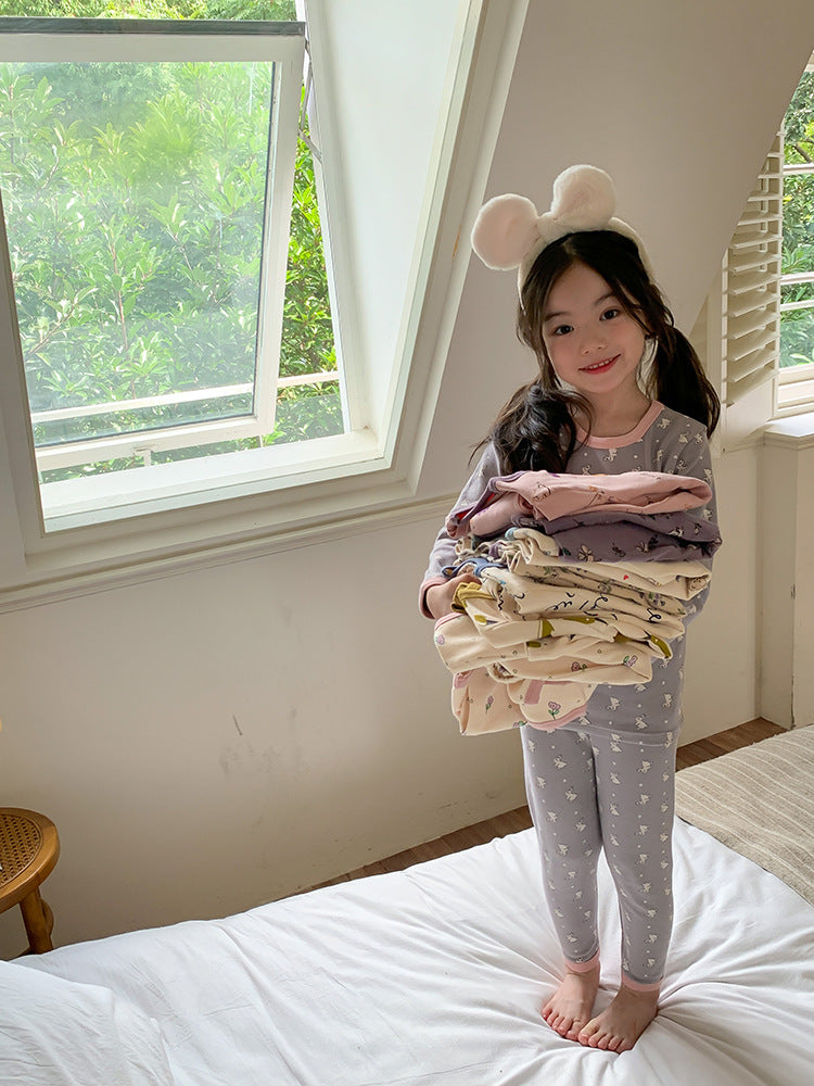 Long Sleeve Printed Pajamas 長袖 プリント パジャマ セット【mh0012243】