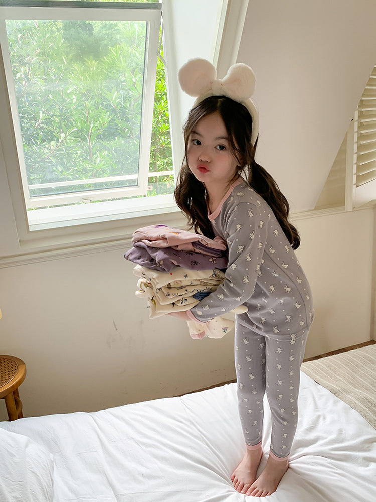 Long Sleeve Printed Pajamas 長袖 プリント パジャマ セット【mh0012243】