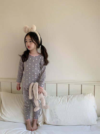 Long Sleeve Printed Pajamas 長袖 プリント パジャマ セット【mh0012243】