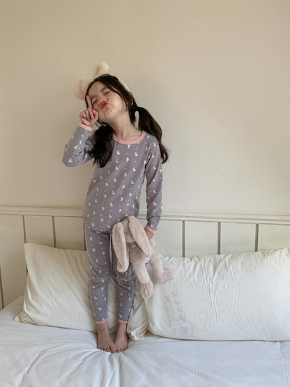 Long Sleeve Printed Pajamas 長袖 プリント パジャマ セット【mh0012243】