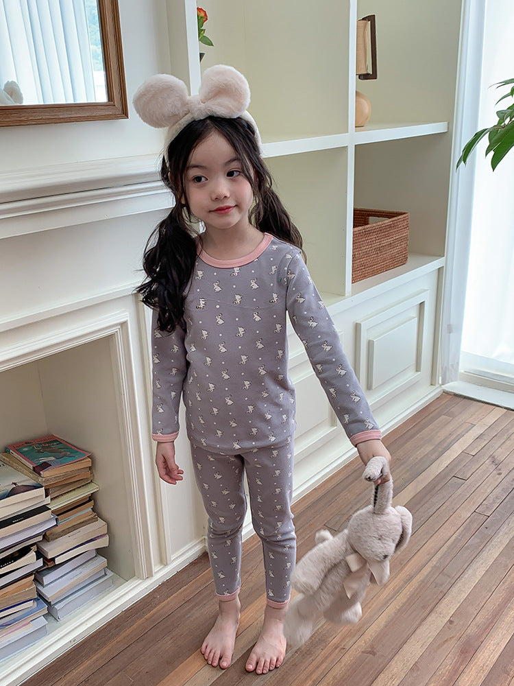 Long Sleeve Printed Pajamas 長袖 プリント パジャマ セット【mh0012243】