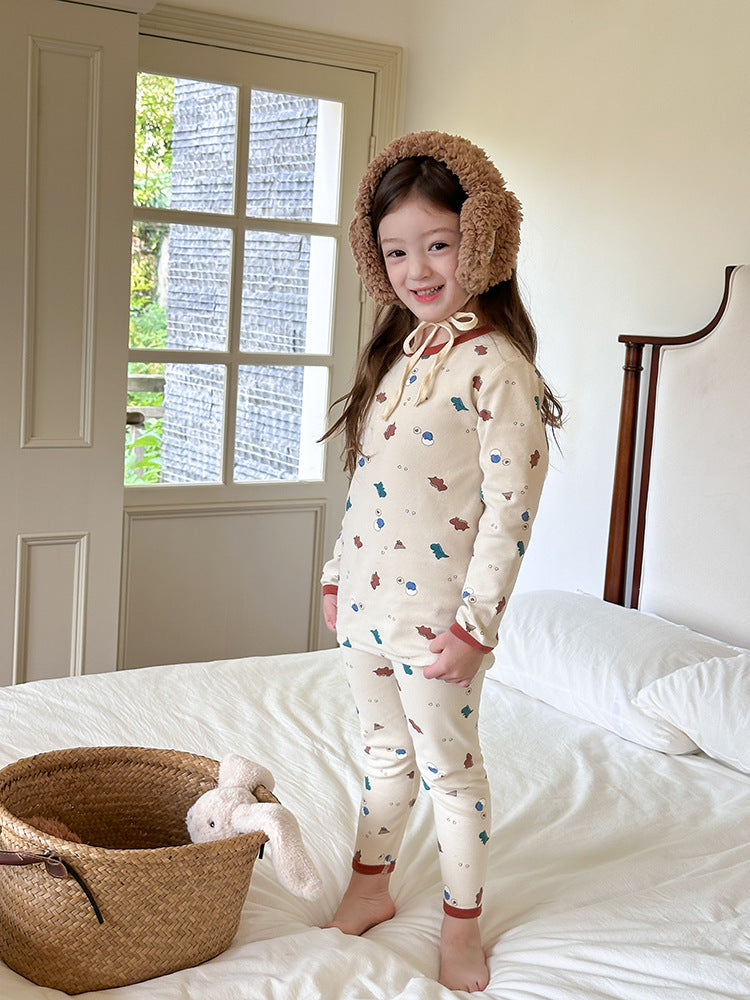 Long Sleeve Printed Pajama Set 長袖 プリント パジャマ セット【mh0012244】