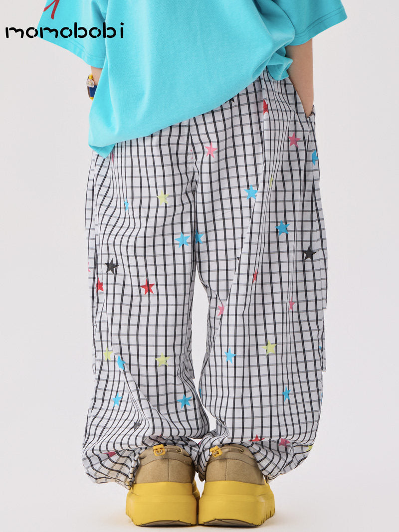 Star Print Stretch Pants カラフルスター ロングルーズパンツ【mh0013004】