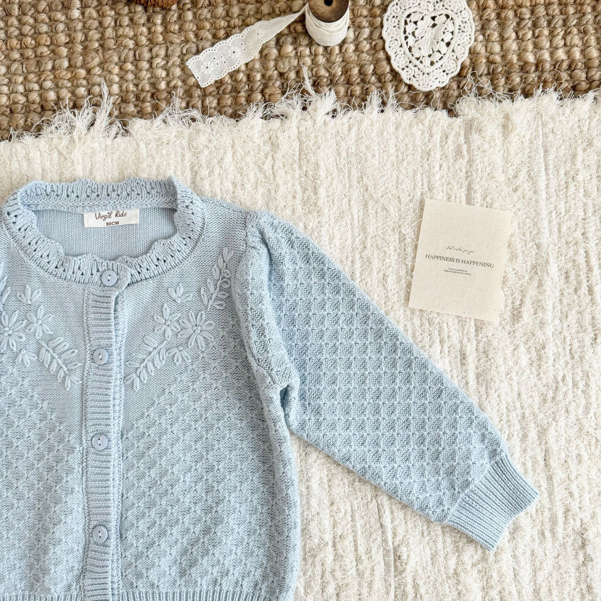 キッズ フラワー 刺繍 ニット カーディガン【mh0014612】