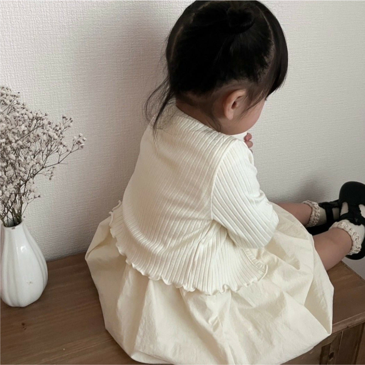 Ribbed Cardigan Balloon Skirt リブカーディガン スカート セット【mh0012501】