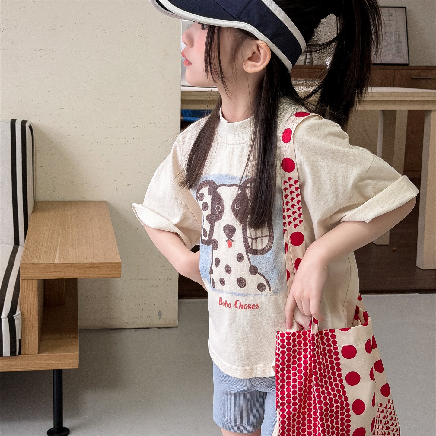 Dalmatian Graphic Cotton Jersey Top Short Sleeve T-shirt アニマル プリント Tシャツ【mh0012660】