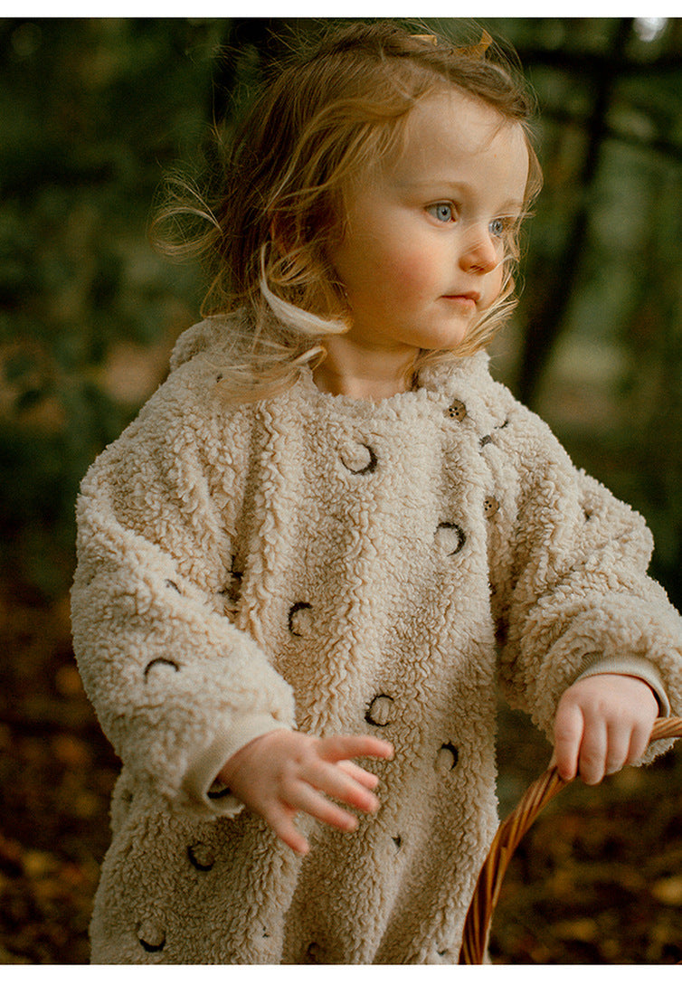 アウタージャンプスーツ 月星 ムーンスター刺繍 ボア 厚手 フード付【mh0011705】