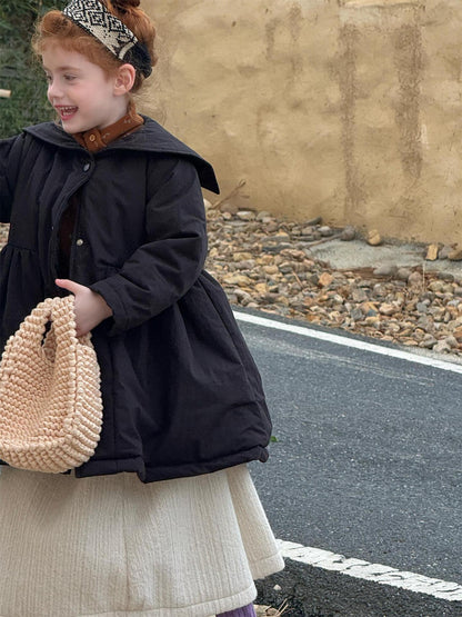 ミドル丈コート ラペル襟 キルティング Aライン 中綿入り アウター【mh0011732】