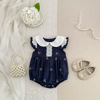 Bow Embroidery Ruffle Romper Dress ラッフル ロンパース ワンピース【mh0013161】