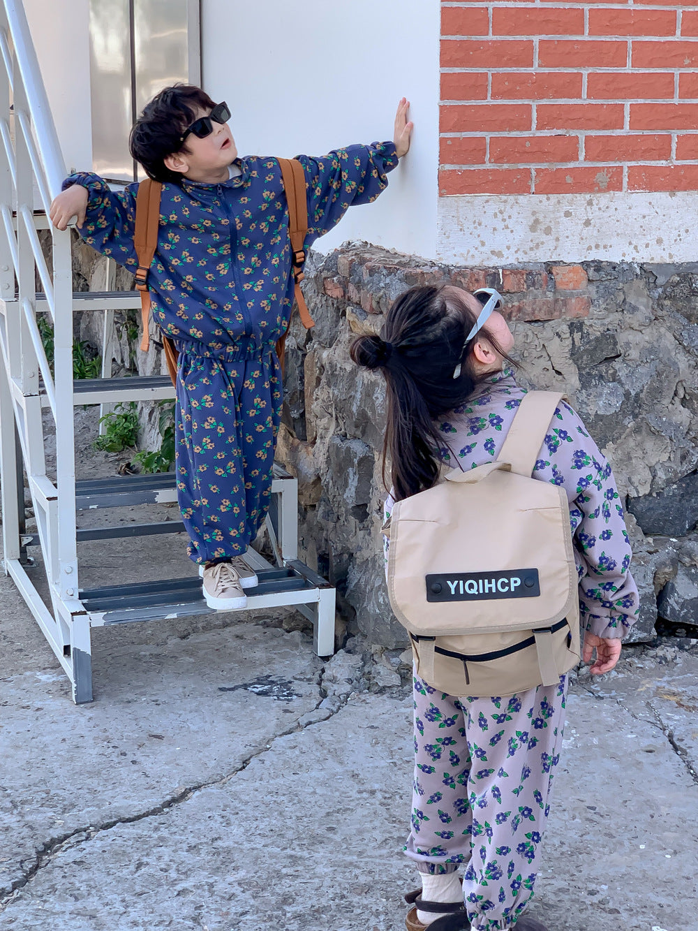 キッズセットアップ フラワープリント トラックジャケット【mh0011650】