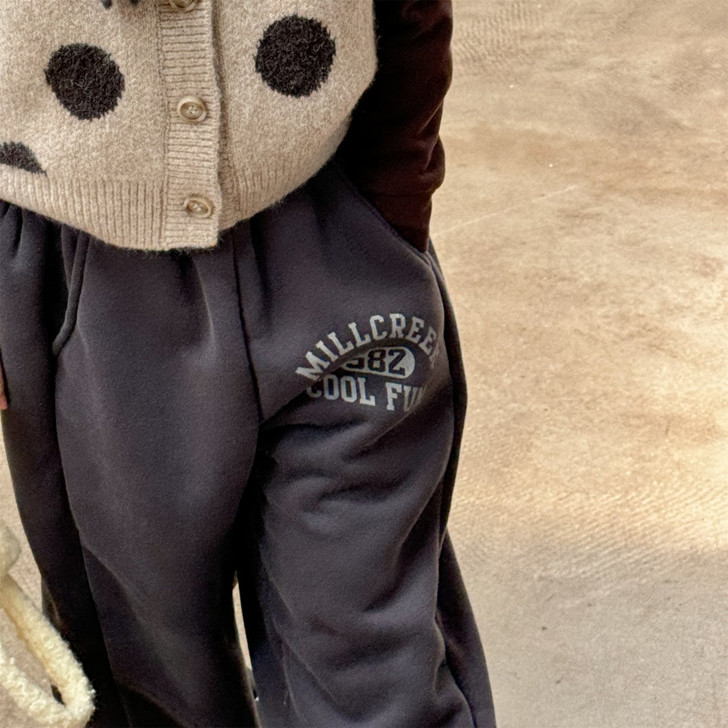 スウェットパンツ 裏ボア ロゴ刺繍 ゆったり ジョガーボトムス【mh0011607】