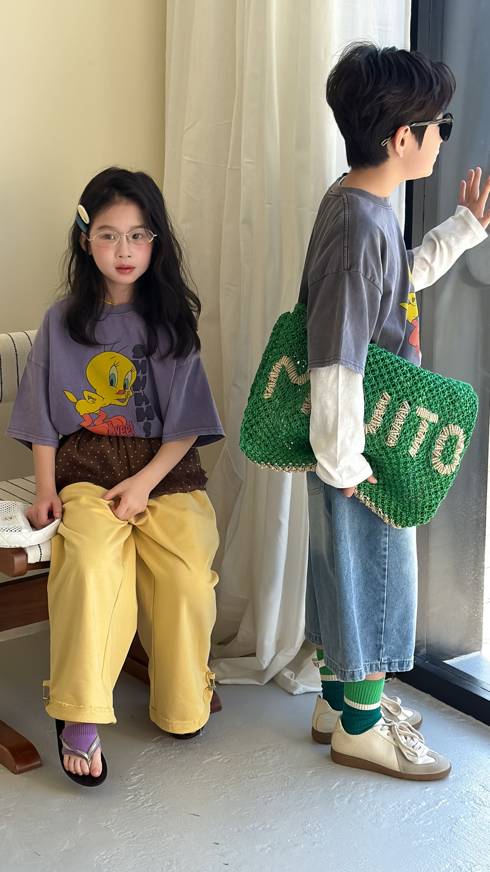 Bird Print Cotton T-shirt バード プリント 半袖Tシャツ【mh0012513】