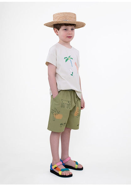 Printed Beach Shorts イラスト ハーフパンツ【mh0013102】 RICE & SKY ハーフパンツ・ショートパンツ