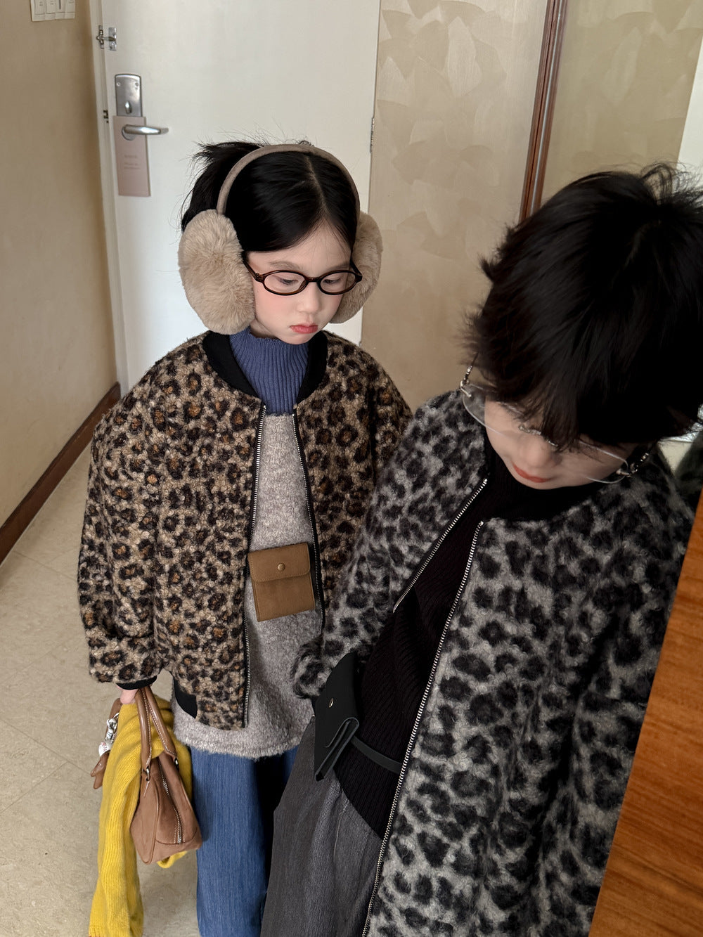 ブルゾンジャケット キッズ レオパード柄 厚手 ボア オーバーサイズ カジュアル アウター【mh0011663】