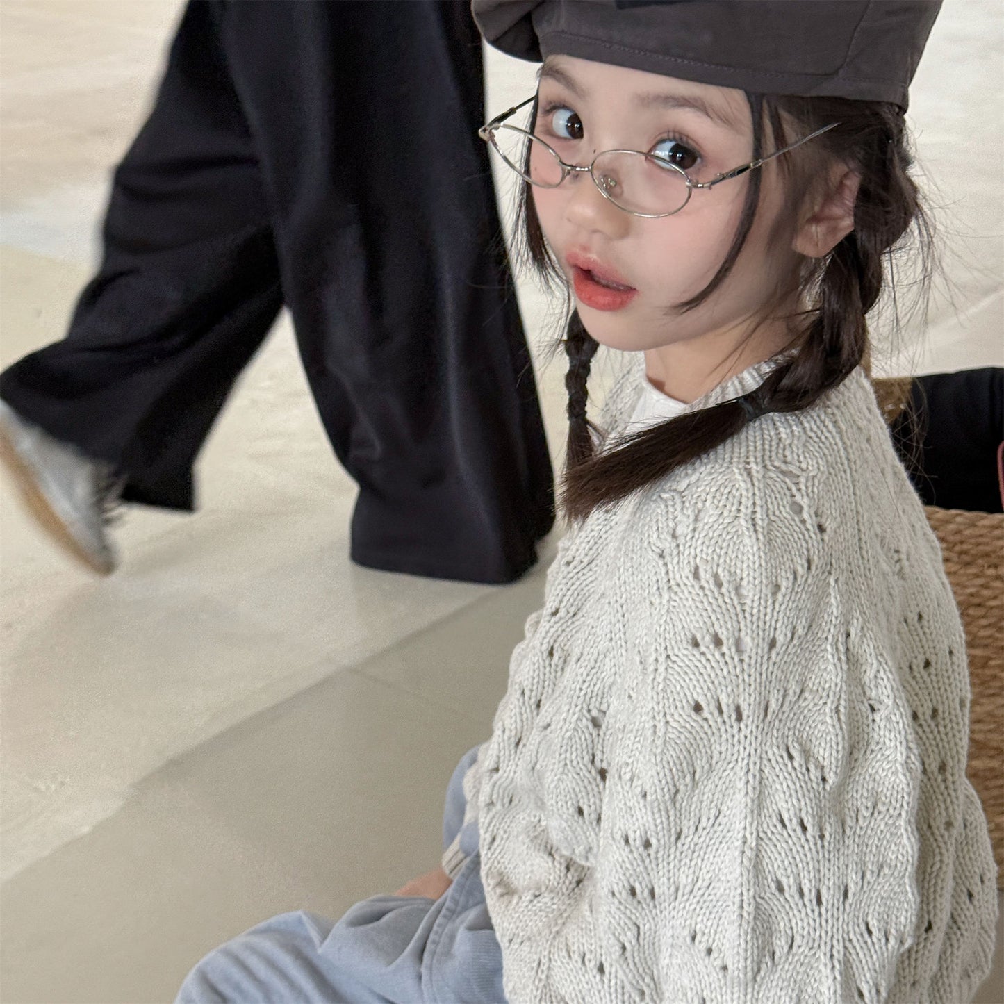 Kids' Openwork Long-Sleeve Knit Cardigan [mh0014055]