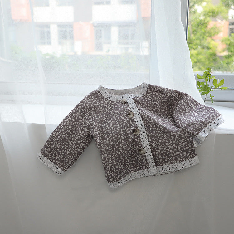Floral Print Lace Trim Cardigan 花柄 レーストリム カーディガン【mh0012631】