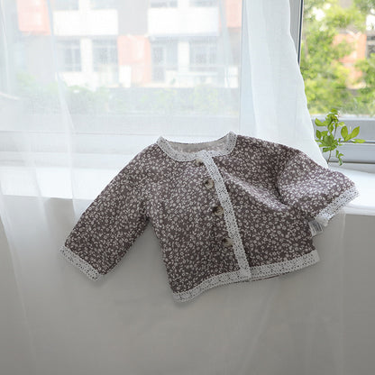 Floral Print Lace Trim Cardigan 花柄 レーストリム カーディガン【mh0012631】