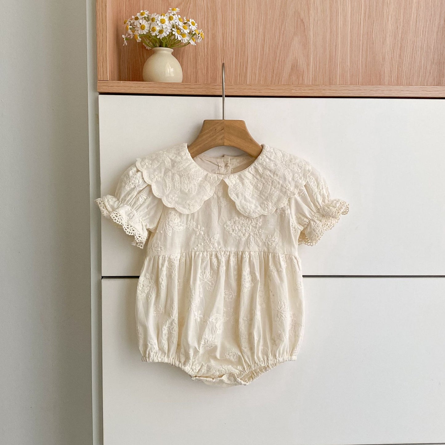 Embroidered Puff Sleeve Romper And Dress 刺繍 パフスリーブ ロンパース ワンピース【mh0013166】