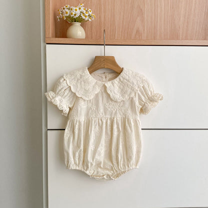 Embroidered Puff Sleeve Romper And Dress 刺繍 パフスリーブ ロンパース ワンピース【mh0013166】