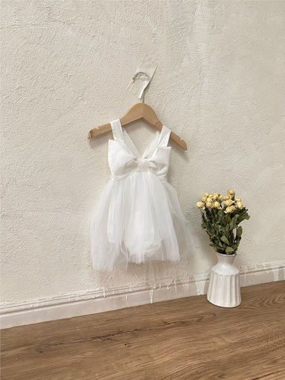 Bow Back Tulle Romper Dress ビッグリボン ノースリーブ チュールロンパース【mh0012700】