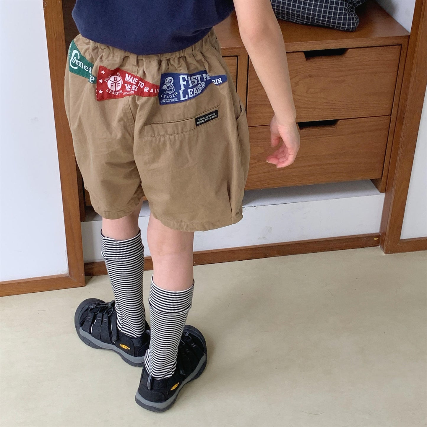 Pennant Patch Graphic Cotton Shorts ワッペン ショートパンツ【mh0012650】