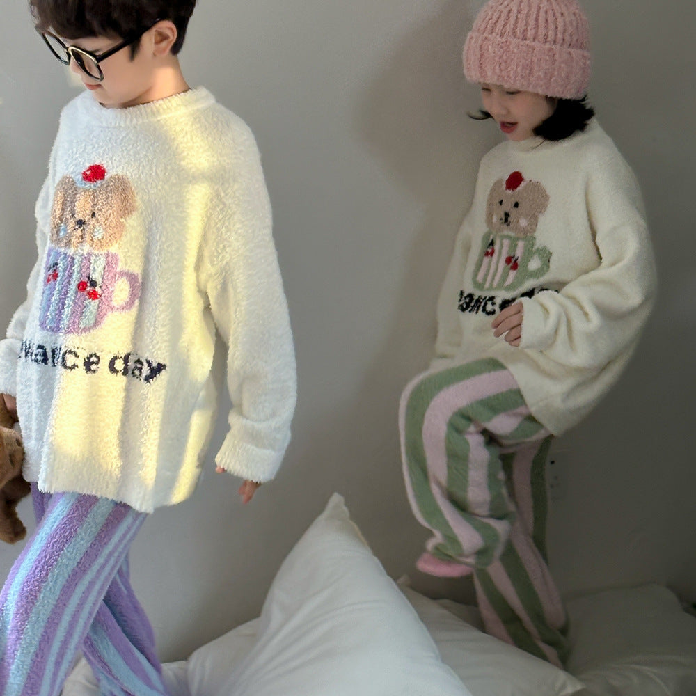 長袖パジャマセット もこもこ ベアくま ルームウェア【mh0011651】