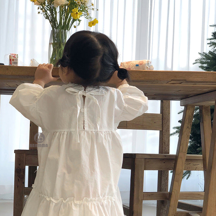 Tiered Cotton Princess Dress ティアード 長袖ワンピース【mh0012639】
