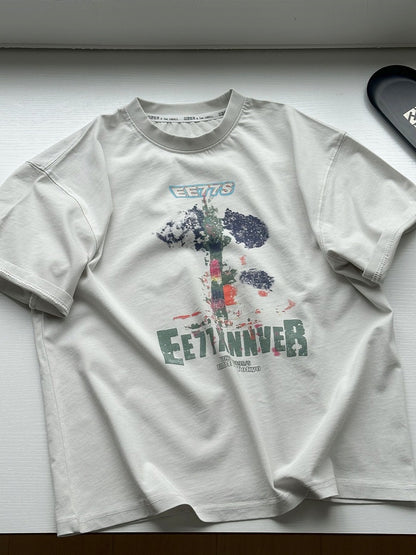 Abstract Art Graphic Tee グラフィックプリント 半袖Tシャツ【mh0012943】