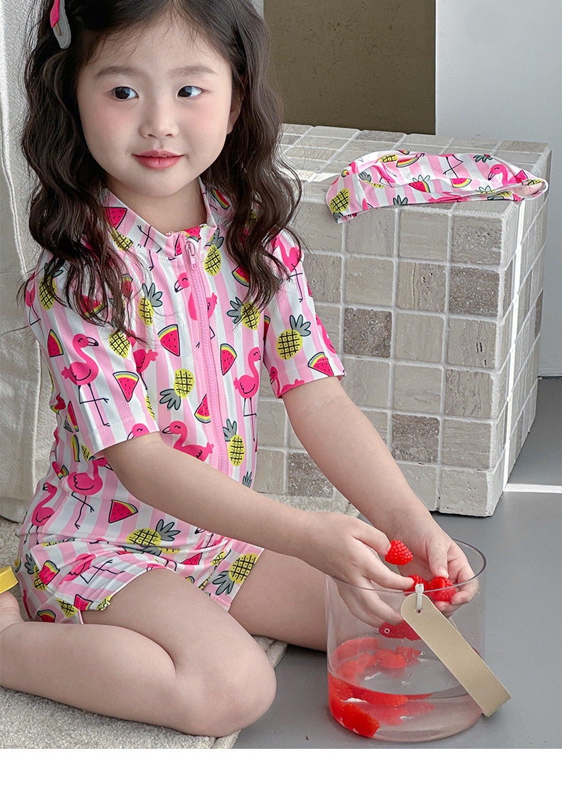 UPF50+ Printed Short Sleeve One-piece Swimsuit [mh0012587]