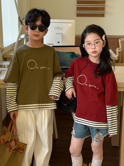 Layered Striped Long Sleeve T-shirt レイヤード ボーダー 長袖Tシャツ【mh0012517】