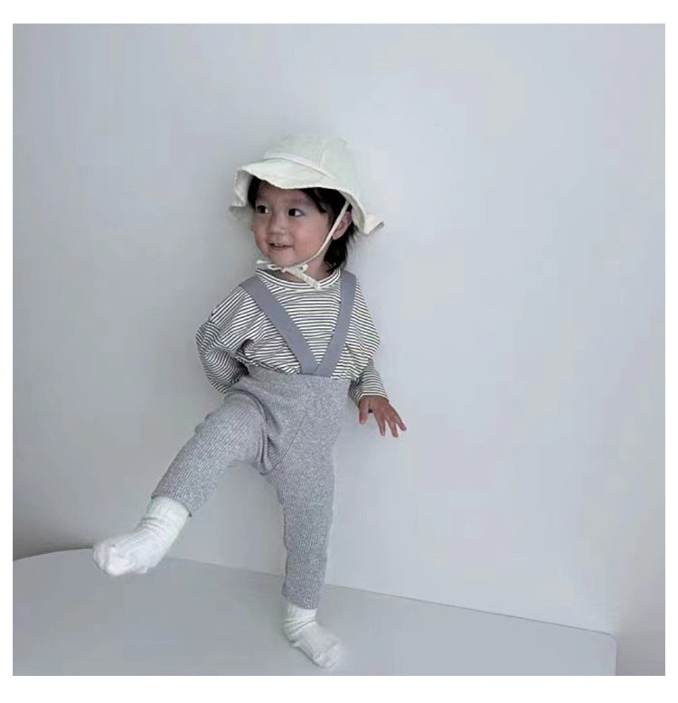 Ribbed Suspender Long Pants リブ編み サスペンダー レギンスパンツ【mh0013030】